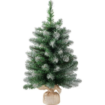 Рождественская ель MagicHome Belo, пихта в джуте, заснеженные концы, очень толстая, 60 см