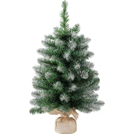 Рождественская ель MagicHome Belo, пихта в джуте, заснеженные концы, очень толстая, 60 см