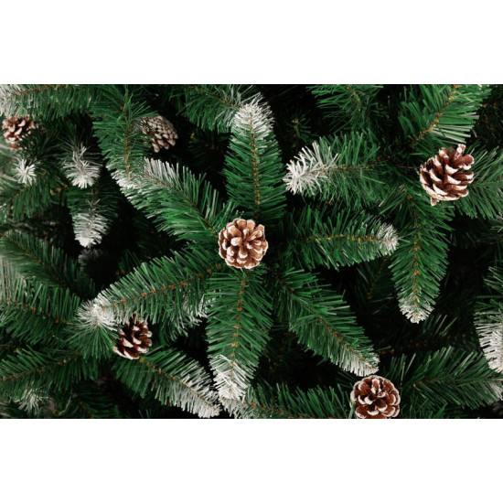 Рождественская ель MagicHome Альберо, пихта, заснеженные кончики, с шишками, 200 см
