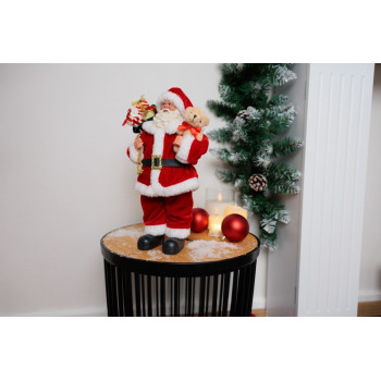 Новогоднее украшение MagicHome, Санта с подарками и плюшевым мишкой, красное, 30 см Новогоднее украшение MagicHome, Санта с подарками и плюшевым мишкой, красное, 30 см
