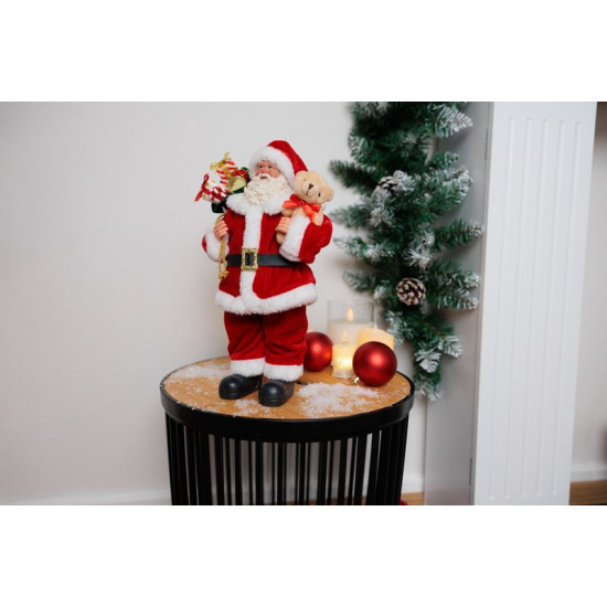 Новогоднее украшение MagicHome, Санта с подарками и плюшевым мишкой, красное, 30 см
