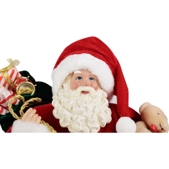 Новогоднее украшение MagicHome, Санта с подарками и плюшевым мишкой, красное, 46 см