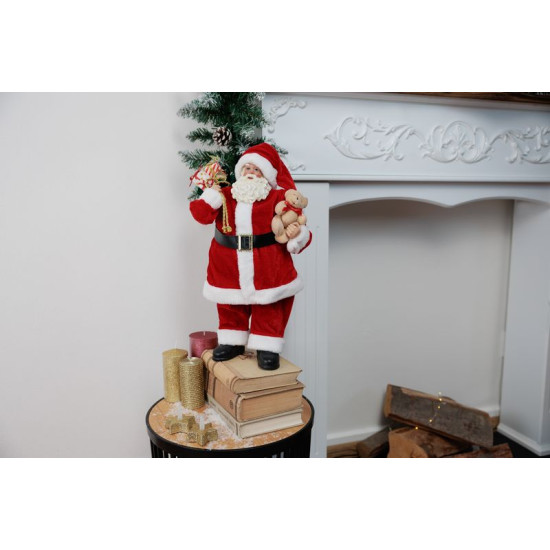 Новогоднее украшение MagicHome, Санта с подарками и плюшевым мишкой, красное, 46 см