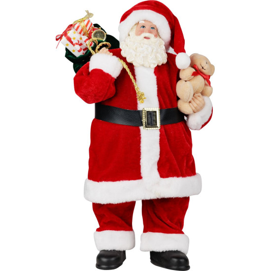 Новогоднее украшение MagicHome, Санта с подарками и плюшевым мишкой, красное, 46 см