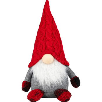 Рождественская фигурка MagicHome, Эльф с короткими ногами, ткань, красно-серая, 23x16x36 см