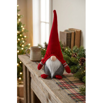 MagicHome Christmas, Коротконогий эльф, ткань, красно-серый, 15x9x33 см MagicHome Christmas, Коротконогий эльф, ткань, красно-серый, 15x9x33 см