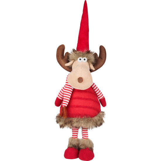 Рождественская фигурка MagicHome, Олененок с шарфом, ткань, красный, 18x16x55 см