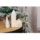 MagicHome decoration, House with church, LED, white, porcelain, 11.2x5.5x17.4 cm
