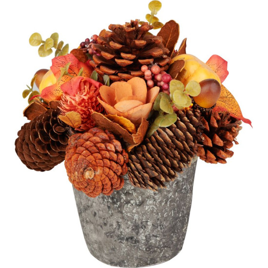 Икебана MagicHome Nature, осень, оранжевый, с листьями, 18 см
