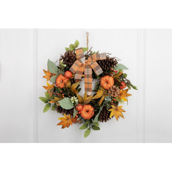 Wreath MagicHome Nature, autumn, orange, with bow, 35 cm Wreath MagicHome Nature, autumn, orange, with bow, 35 cm