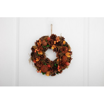 Wreath MagicHome Nature, autumn, orange, with cones, 30 cm Wreath MagicHome Nature, autumn, orange, with cones, 30 cm