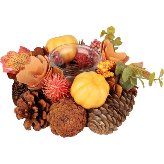 Икебана MagicHome Nature, осень, оранжевый, для свечи, 15x8 см