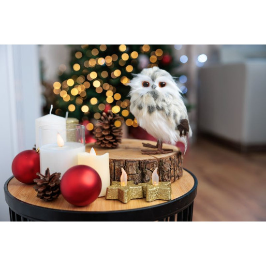 Рождественская сова MagicHome, кремовая в горошек, 7x9x15,5 см