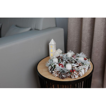 Рождественский венок MagicHome, с заснеженными ежевиками, Адвент, 31x8,5 см