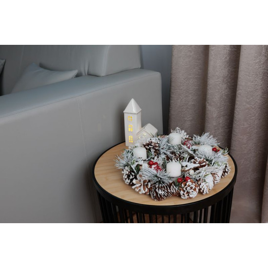 MagicHome Christmas wreath, with snowy brambles, Advent, 31x8.5 cm