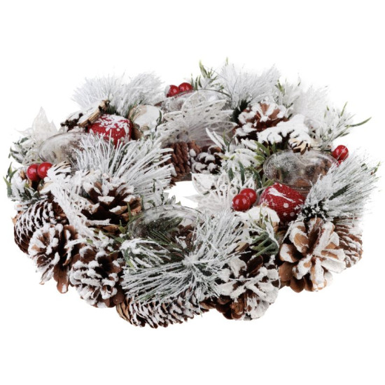 MagicHome Christmas wreath, with snowy brambles, Advent, 31x8.5 cm