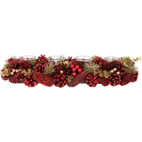 Икебана MagicHome Christmas, натуральный, красный, Адвент, 50x16x9 см