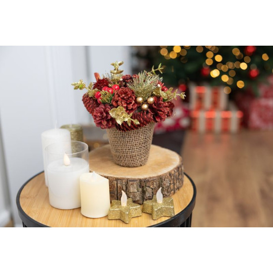 Икебана MagicHome Christmas, натуральная, красная, 17x17 см