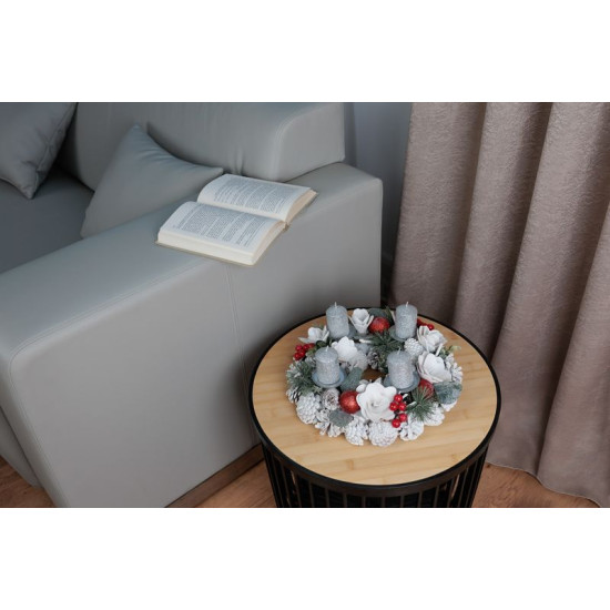 Рождественский венок MagicHome, натуральный, белый, Адвент, 30 см