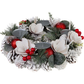 Рождественский венок MagicHome, натуральный, белый, Адвент, 30 см