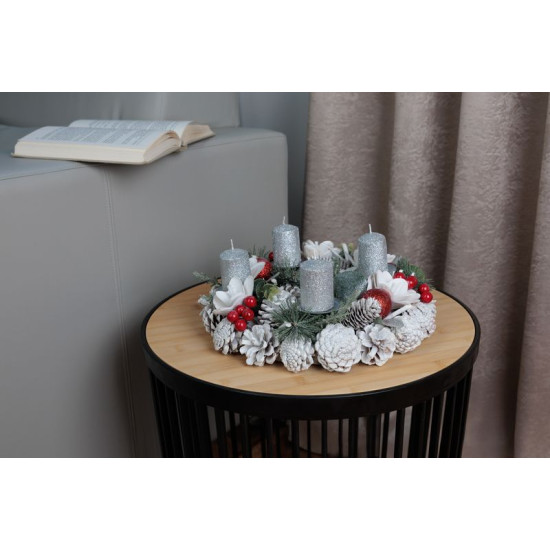 Рождественский венок MagicHome, натуральный, белый, Адвент, 30 см