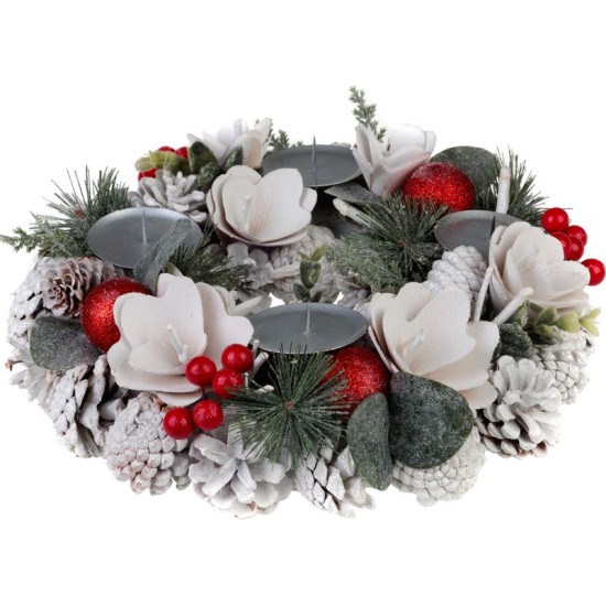 Рождественский венок MagicHome, натуральный, белый, Адвент, 30 см