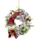 MagicHome Christmas wreath, natural, white, with snowman, 31x8 cm