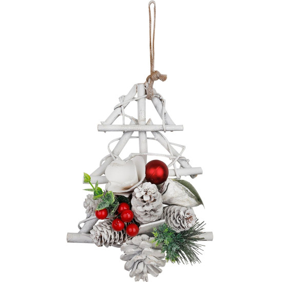 Новогоднее украшение MagicHome, елка с ежевикой и шишками, подвесное, 18x6x20 см
