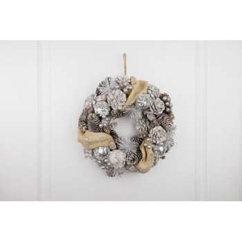 Рождественский венок MagicHome, натуральный, кремовый, подвесной, 33x9 см Рождественский венок MagicHome, натуральный, кремовый, подвесной, 33x9 см