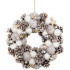 MagicHome Christmas wreath, natural, white, hanging, with stars, 35x9 cm