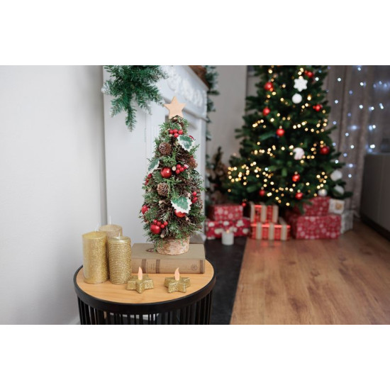 Рождественская елка MagicHome, на подставке, со звездой, 18x40 см Рождественская елка MagicHome, на подставке, со звездой, 18x40 см