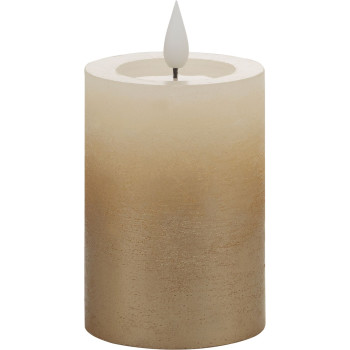 Рождественская свеча MagicHome, светодиодная, 2xAAA, простое освещение, кремовый/золотой, металлический эффект, 7x10 см