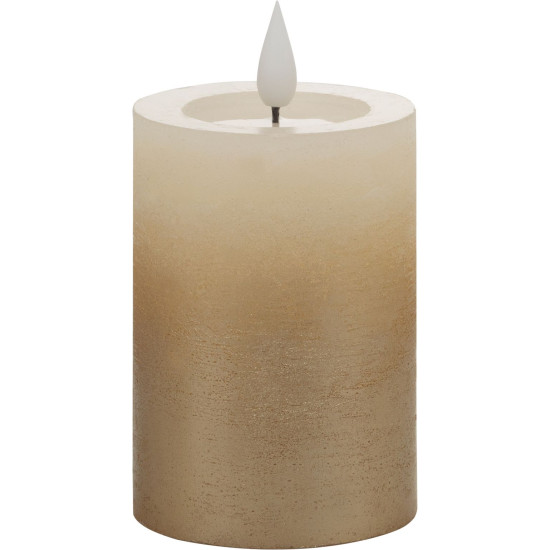 Рождественская свеча MagicHome, светодиодная, 2xAAA, простое освещение, кремовый/золотой, металлический эффект, 7x10 см