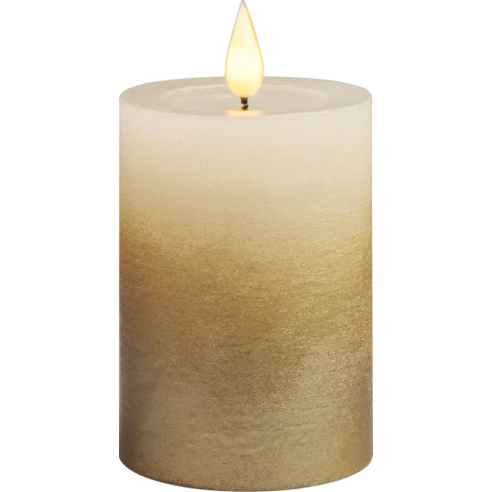 Рождественская свеча MagicHome, светодиодная, 2xAAA, простое освещение, кремовый/золотой, металлический эффект, 7x10 см