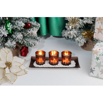 Подсвечник MagicHome Christmas, на подносе, для чайных свечей, медь, 26x12x7 см