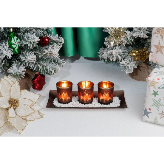 Svečturis MagicHome Christmas, uz paplātes, tējas svecēm, varš, 26x12x7 cm