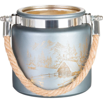 Подсвечник MagicHome Christmas, серый, с пейзажем, со шнуром, 10x10 см