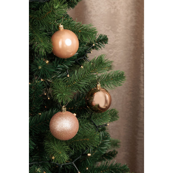 Новогодние шары MagicHome, 12 шт., розовое золото, на елку, 6 см