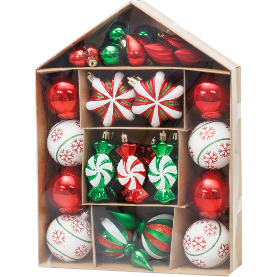 MagicHome Egles rotājumi, komplekts, 32gb, sarkans-zaļbalts, mix, eglītei