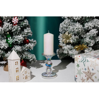 Рождественская свеча MagicHome, 5,5x12 см, цилиндрическая, белая, с блестками