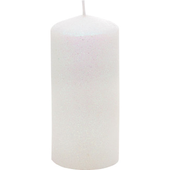 Рождественская свеча MagicHome, 5,5x12 см, цилиндрическая, белая, с блестками