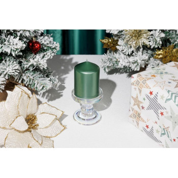 Рождественская свеча MagicHome, 7x10 см, цилиндрическая, зеленая, металлический эффект