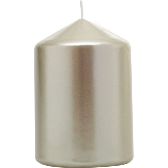 MagicHome Ziemassvētku svece, 7x10 cm, cilindriska, šampanietis, metālisks efekts