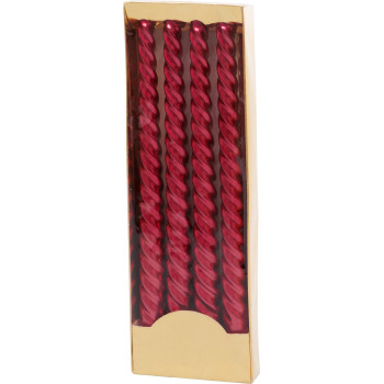 Рождественская свеча MagicHome, 25 см, упаковка 4 шт., красная, спиральная, витая