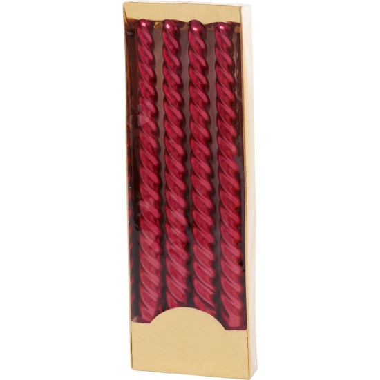 Рождественская свеча MagicHome, 25 см, упаковка 4 шт., красная, спиральная, витая
