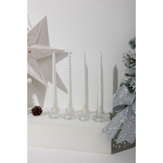 Рождественская свеча MagicHome, 25 см, упаковка 4 шт., белая, спиральная, витая