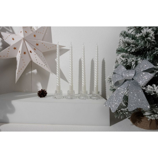 Рождественская свеча MagicHome, 25 см, упаковка 4 шт., белая, спиральная, витая