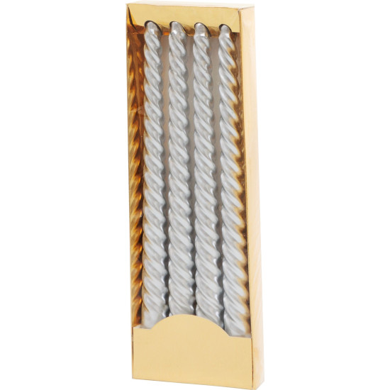 Рождественская свеча MagicHome, 25 см, упаковка 4 шт., серебряная, спиральная, витая