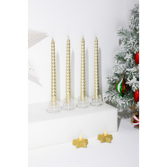 MagicHome Ziemassvētku svece, 25 cm, pak. 4 gab., šampanietis, spirālveida, savīti