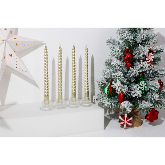 MagicHome Ziemassvētku svece, 25 cm, pak. 4 gab., šampanietis, spirālveida, savīti